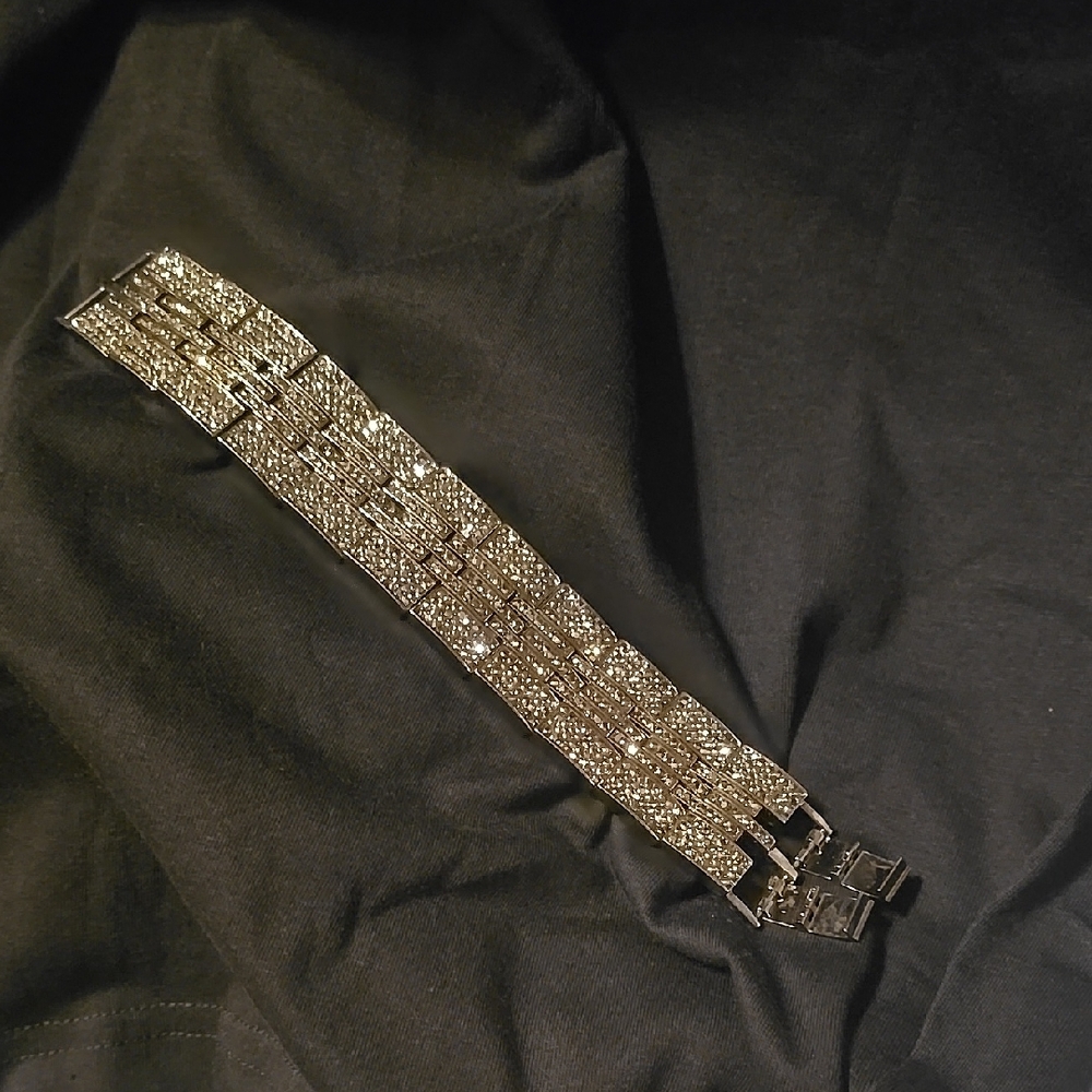 Heavy Silver & Marcasite Bracelet